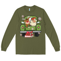 Army Green christmas santa and reindeer truck Long Sleeve Tee - MaliasSmallBusiness