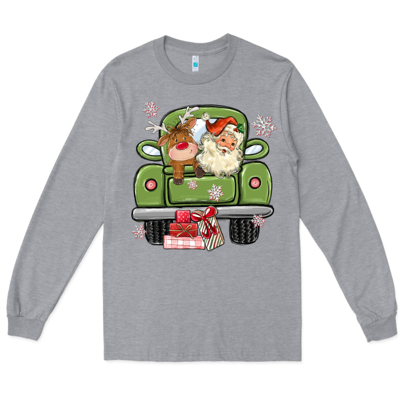 Christmas Santa And Reindeer Truck Long Sleeve Tee by MaliasSmallBusiness | Teevron