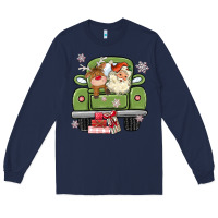 Navy christmas santa and reindeer truck Long Sleeve Tee - MaliasSmallBusiness