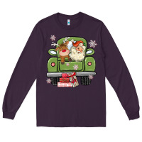 Plum christmas santa and reindeer truck Long Sleeve Tee - MaliasSmallBusiness