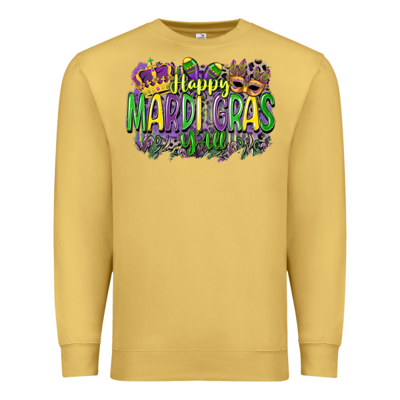 Happy Mardi Gras Yall Premium Sweatshirt by CowGirlArtShop | Teevron