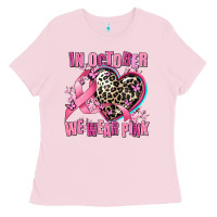 Bubblegum Pink western leopard  in october we wear pink heart Ladies Tee - AdoDesignShop