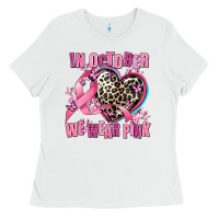 White western leopard  in october we wear pink heart Ladies Tee - AdoDesignShop