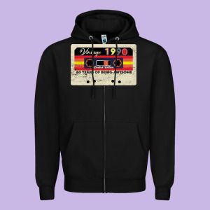 Vintage 1990 60th Birthday Cassette 30 Years Old 60 Years Zipper Hoodie Designed By Bettercallsaul
