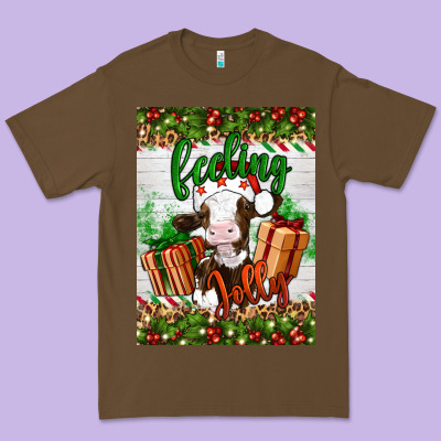 Christmas Feeling Jolly Cow Premium Tee Designed By Artiststas