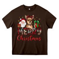 Chocolate Brown merry christmas chihuahua Heavy Core Tee - JahusDesignShop