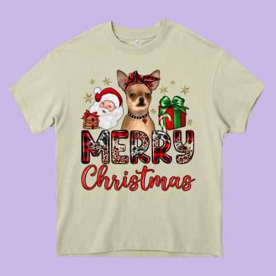 Merry Christmas Chihuahua Heavy Core Tee Designed By Jahusdesignshop