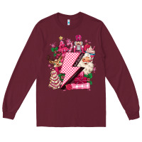 Burgundy pink christmas lightning bolt Long Sleeve Tee - MaliasSmallBusiness