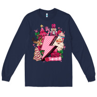Navy pink christmas lightning bolt Long Sleeve Tee - MaliasSmallBusiness