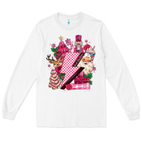 White pink christmas lightning bolt Long Sleeve Tee - MaliasSmallBusiness