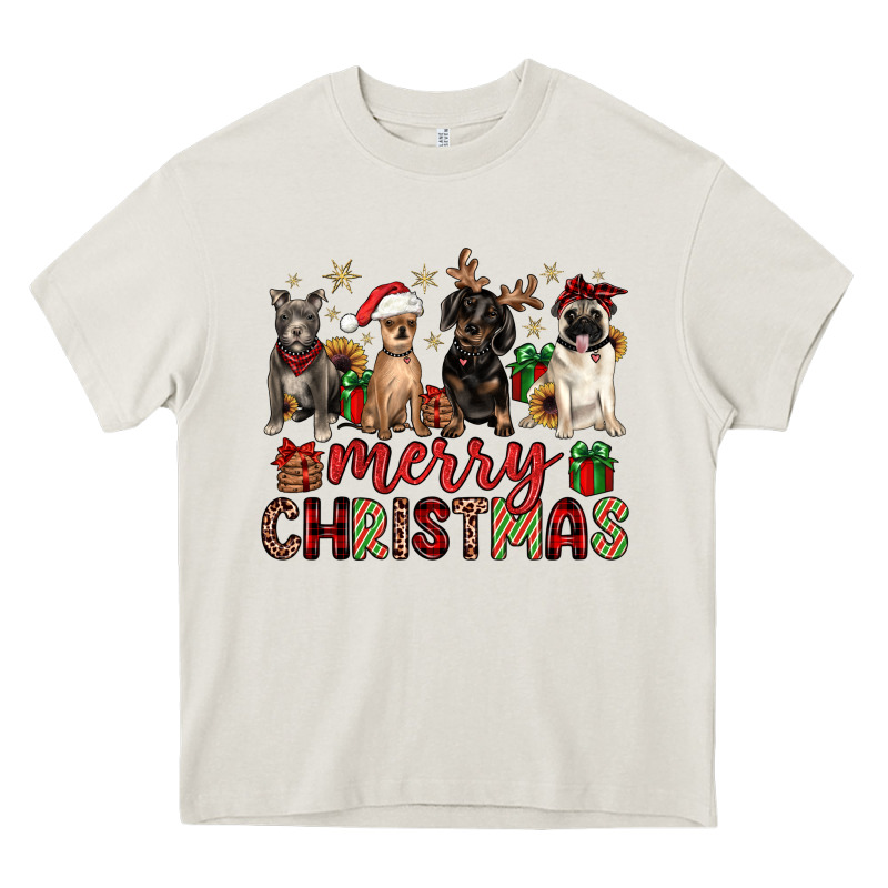 Merry Christmas Chihuahua Pitbull Pug Dachshund Heavy Core Tee by JahusDesignShop | Teevron