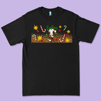 Christmas Feeling Jolly Cow Premium Tee Designed By Artiststas