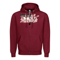 Burgundy Nurse Floral Zipper Hoodie - Bettercallsaul