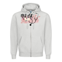 Dove Grey Nurse Floral Zipper Hoodie - Bettercallsaul