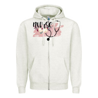 Oatmeal Heather Nurse Floral Zipper Hoodie - Bettercallsaul