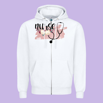 Nurse Floral Zipper Hoodie Designed By Bettercallsaul
