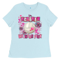Baby Blue in october we wear pink volleyball Ladies Tee - AdoDesignShop