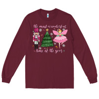 Burgundy the most wonderful time of the year Long Sleeve Tee - MaliasSmallBusiness