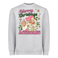 Heather Grey merry christmas assholes Heavyweight Sweatshirt - MaliasSmallBusiness