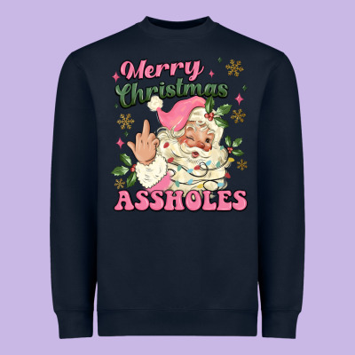 Merry Christmas Assholes Heavyweight Sweatshirt Designed By Maliassmallbusiness