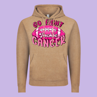 Go Fight Tackle Cancer Vintage Hoodie Designed By Maliassmallbusiness