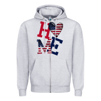 Heather Grey American Flag Home Zipper Hoodie - Bettercallsaul
