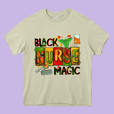 Black Nurse Magic Heavy Core Tee Designed By Adodesignshop