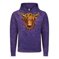 Cloud Purple sunflower headband highland cow Vintage Hoodie - Jasminsmagicworld