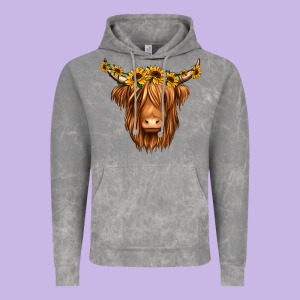 Sunflower Headband Highland Cow Vintage Hoodie Designed By Jasminsmagicworld