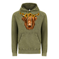 Vintage Olive sunflower headband highland cow Vintage Hoodie - Jasminsmagicworld