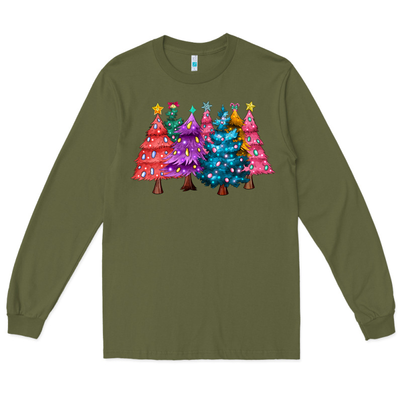 Christmas Trees And Lights Long Sleeve Tee by MaliasSmallBusiness | Teevron