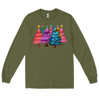 Army Green christmas trees and lights Long Sleeve Tee - MaliasSmallBusiness