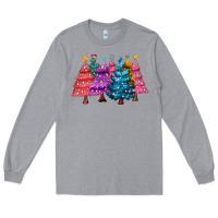 Heather Grey christmas trees and lights Long Sleeve Tee - MaliasSmallBusiness