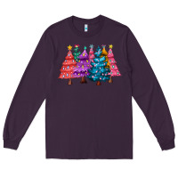 Plum christmas trees and lights Long Sleeve Tee - MaliasSmallBusiness