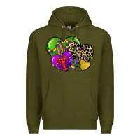Army Green mardi gras hearts cg (1) Premium Hoodie - CowGirlArtShop