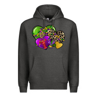 Charcoal Heather mardi gras hearts cg (1) Premium Hoodie - CowGirlArtShop