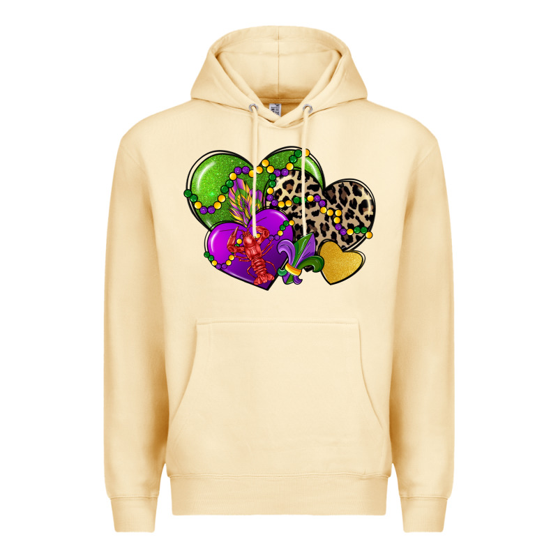 Mardi Gras Hearts Cg (1) Premium Hoodie by CowGirlArtShop | Teevron