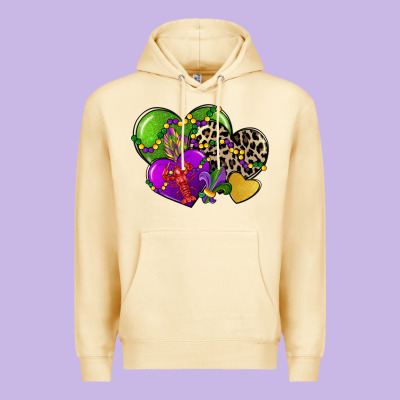 Mardi Gras Hearts Cg (1) Premium Hoodie Designed By Cowgirlartshop