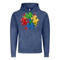 Vintage Denim autism puzzles Vintage Hoodie - MaliasSmallBusiness