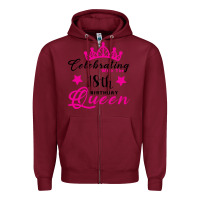 Burgundy Celebrating With the 18th Birthday Queen Zipper Hoodie - Bettercallsaul