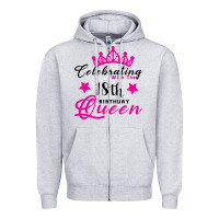 Heather Grey Celebrating With the 18th Birthday Queen Zipper Hoodie - Bettercallsaul