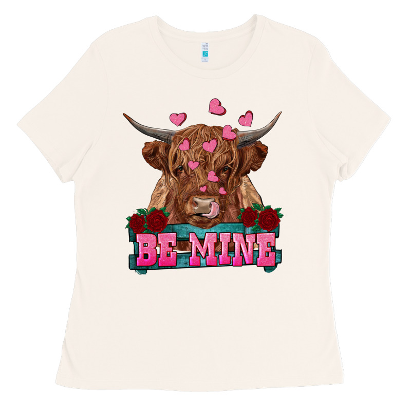 Be Mine Highland Cow Ladies Tee by RanaPortraitStore | Teevron