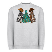 Heather Grey cowhide with gemstones trees Heavyweight Sweatshirt - MaliasSmallBusiness