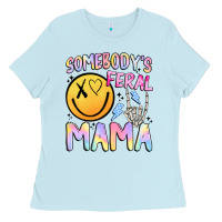 Baby Blue somebody's feral mama Ladies Tee - JahusDesignShop