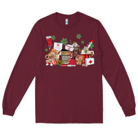 Burgundy nurse coffee cups Long Sleeve Tee - MaliasSmallBusiness