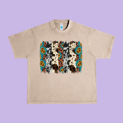 Cowhide Leopard Gemstone Brushstroke Urban Heavy Tee Designed By Adodesignshop