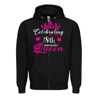 Black Celebrating With the 18th Birthday Queen Zipper Hoodie - Bettercallsaul