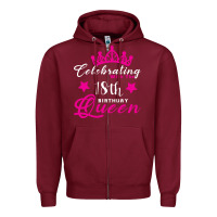 Burgundy Celebrating With the 18th Birthday Queen Zipper Hoodie - Bettercallsaul
