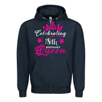Navy Celebrating With the 18th Birthday Queen Zipper Hoodie - Bettercallsaul