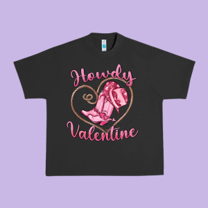 Howdy Valentine Urban Heavy Tee Designed By Maliassmallbusiness